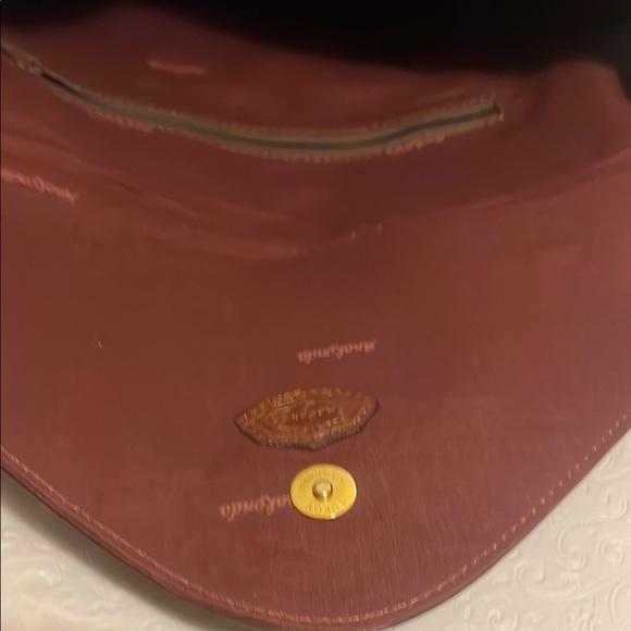 Brown Leather Envelope Clutch with Chain - Picture 9 of 11